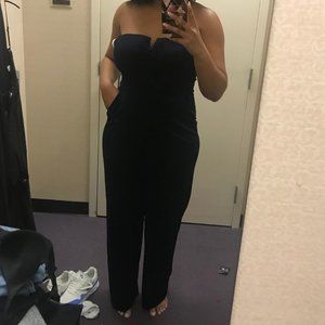 Navy Blue Velvet Jumpsuit